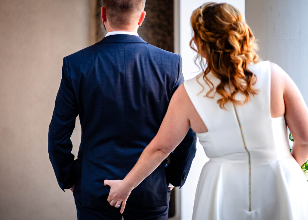 Poconos Elopement Couples first look with Jim Thorpe Elopements