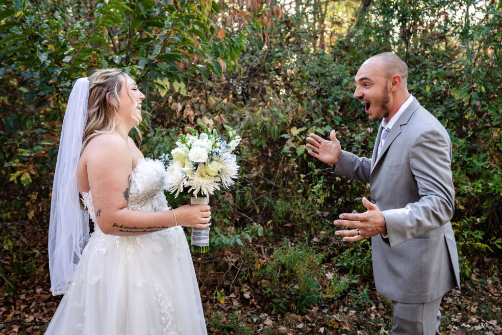 Jim Thorpe Elopement - Intimate Eloping - first look reaction